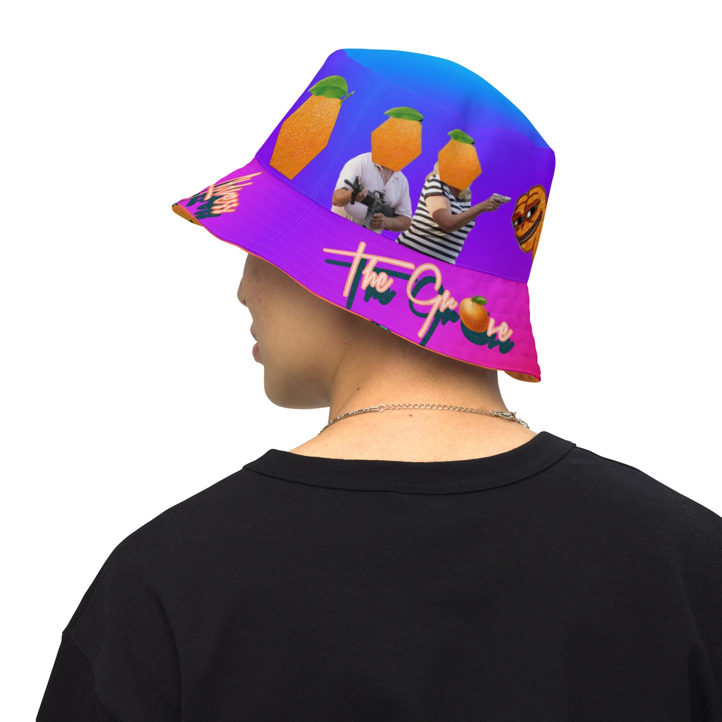 Hex Orange/Hex.com Reversible Bucket Hat